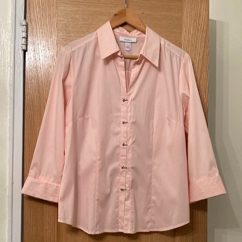 Dress Barn women tops with long sleeves. Size L. Cotton/nylon/spandex.
